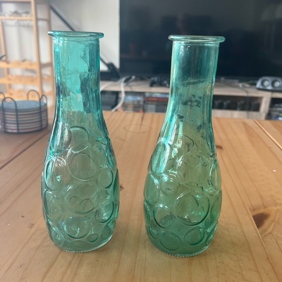 2 Vintage DPS Circles Bud Vases - Aqua Blue. 
Great condition  8 1/2” height dim - Picture 2 of 9